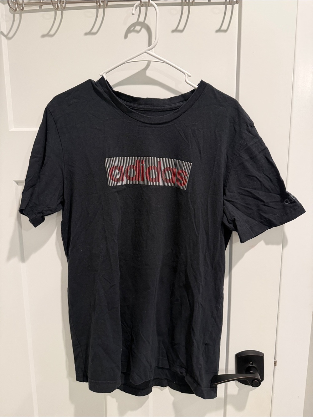 adidas Black T-Shirt with Red Logo Detail